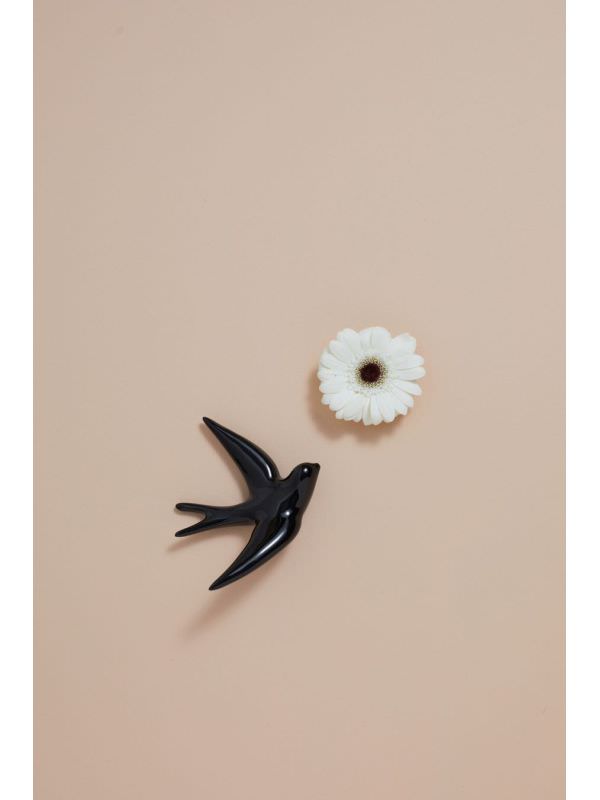 Hirondelle Monochromic noir emaille ceramique