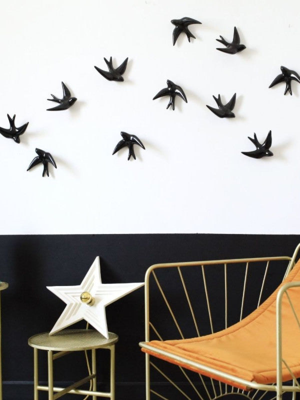 Hirondelle Monochromic noir emaille ceramique 2