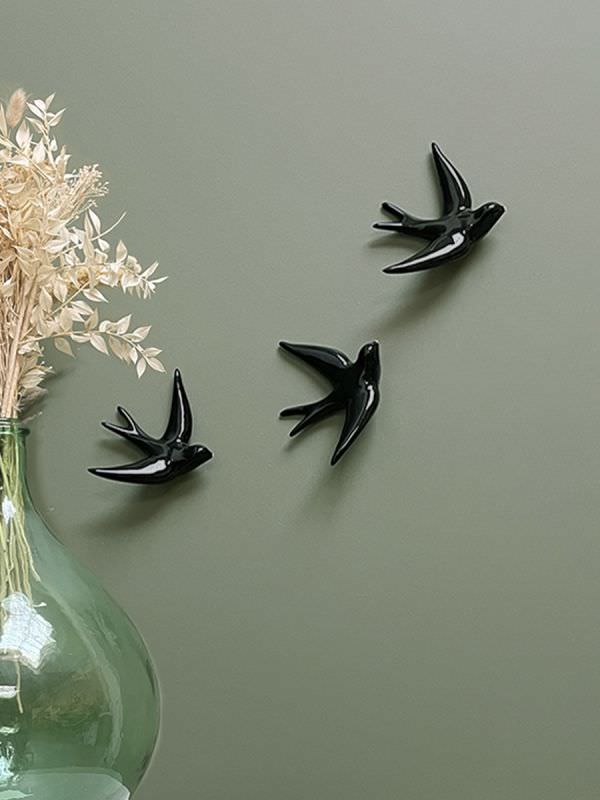 Hirondelle Monochromic noir emaille ceramique 5