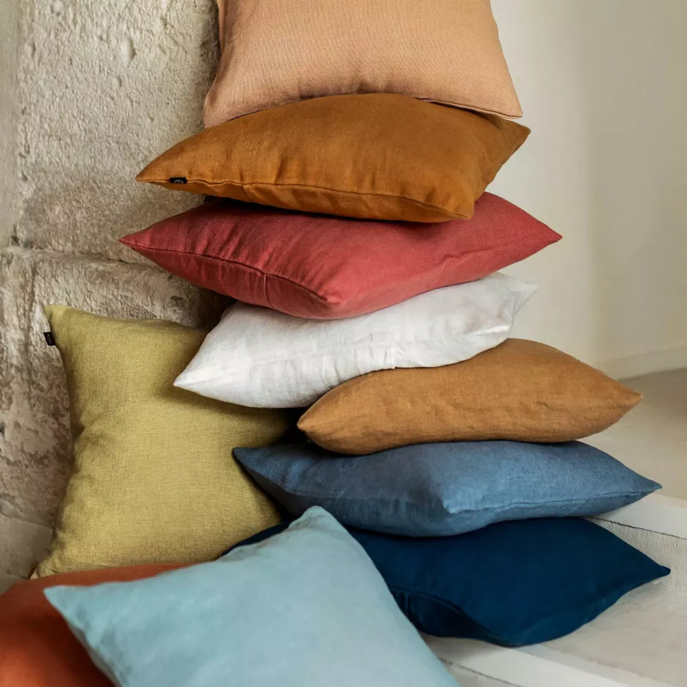 Housse de coussin en lin col piment Haomy Harmony 2