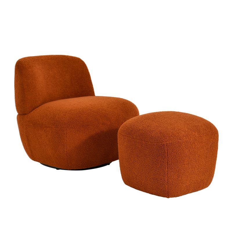 Fauteuil et pouf pivotant à bouclette Zago