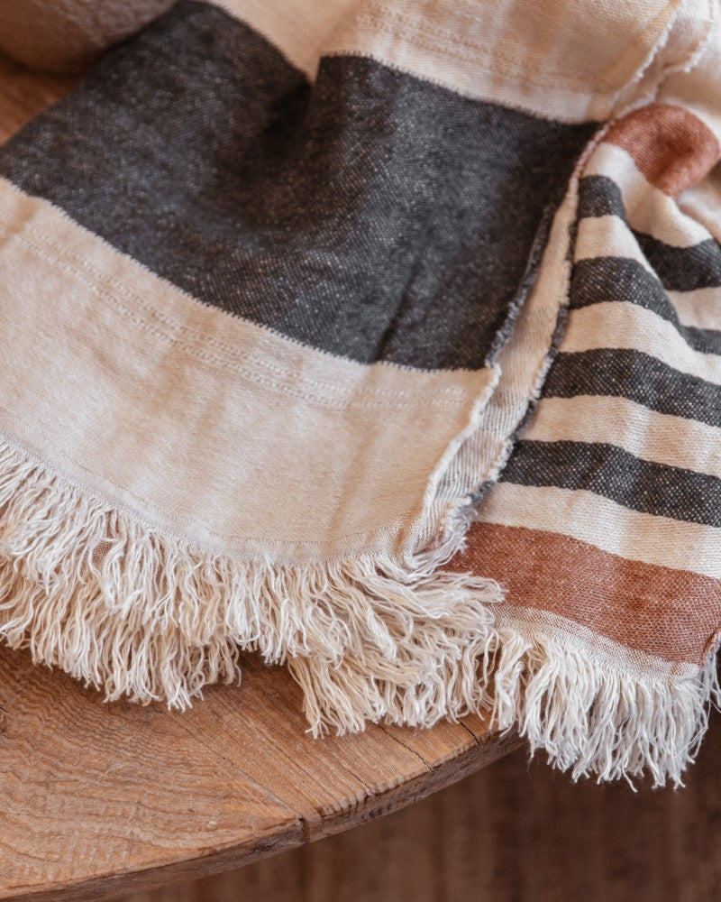 Plaid 100% Lin Pouch Laguna Verde Libeco