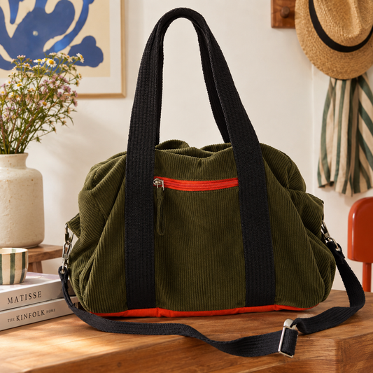 Sac en velours côtelé kaki – Bensimon