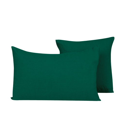 Coussin Haomy Harmony lin vert sapin