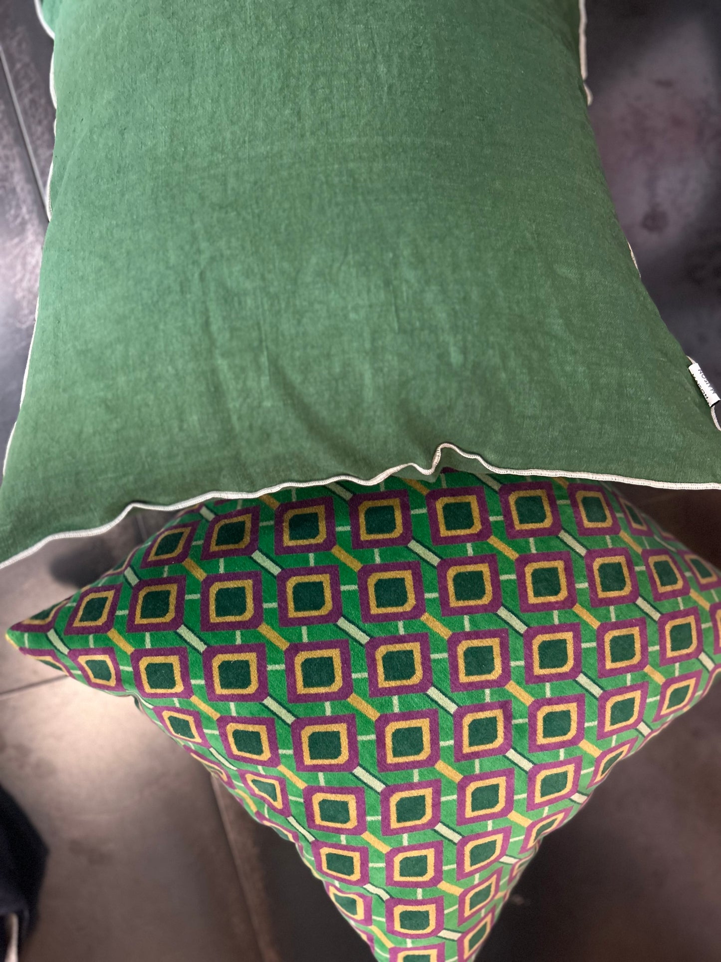 Coussin vintage lin vert