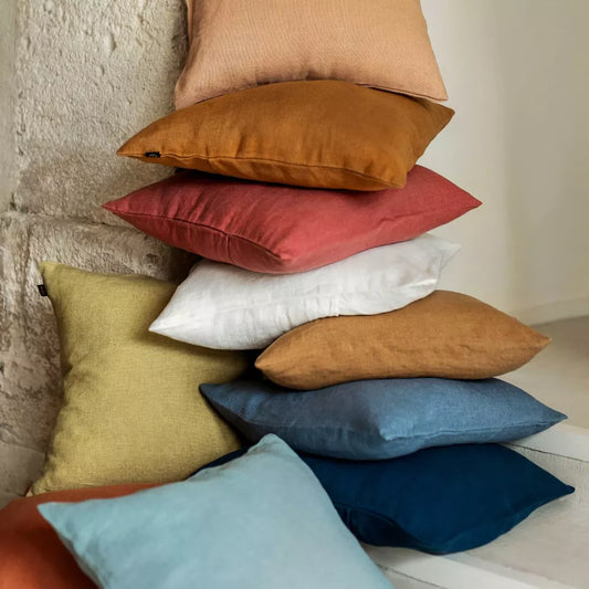 Housse de coussin en lin col piment Haomy Harmony 2