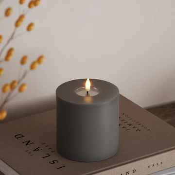 Bougie à led pilier gris Deluxe Homeart