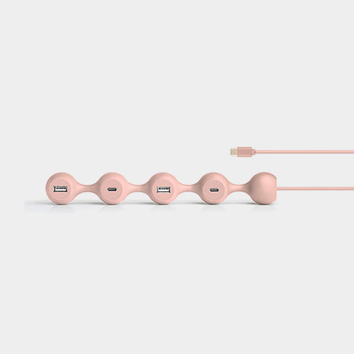 Hub avec connectique USB-C pour 2 ports USB-A + 2 ports USB-C Rose doux