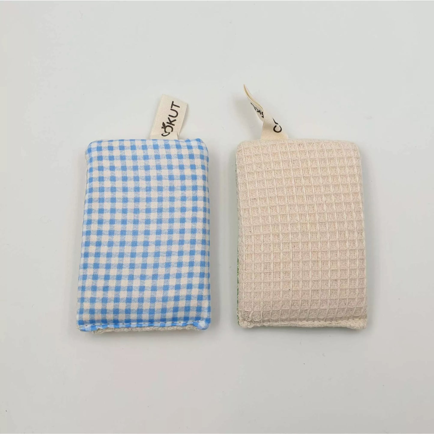 Éponge écologique et lavable / Lot de 2 / Coton / Imprimé quadrillage / Cookut